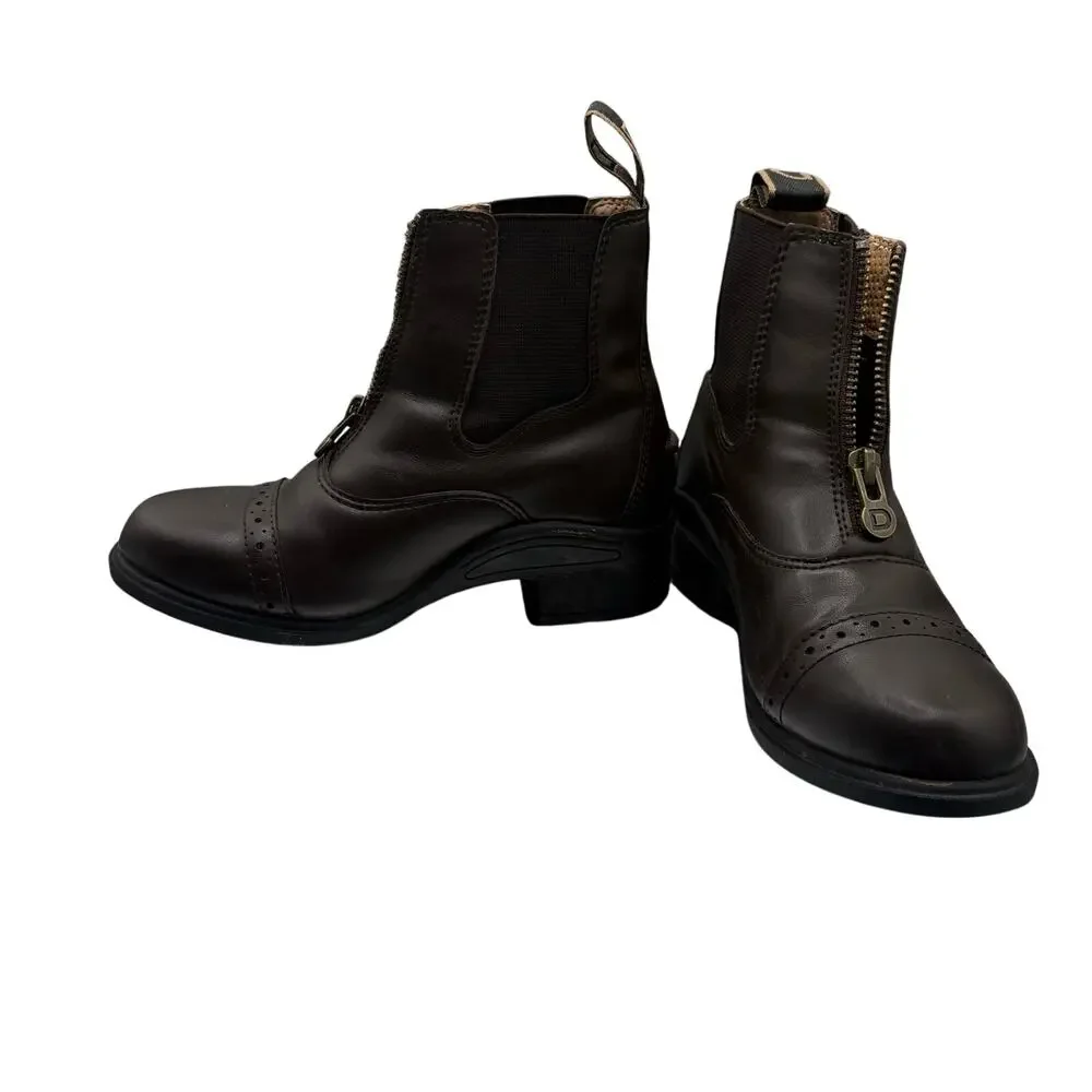 Dublin Altitude Brown Leather Ankle Boots Size 13 Zip Closure Brogue Detailing